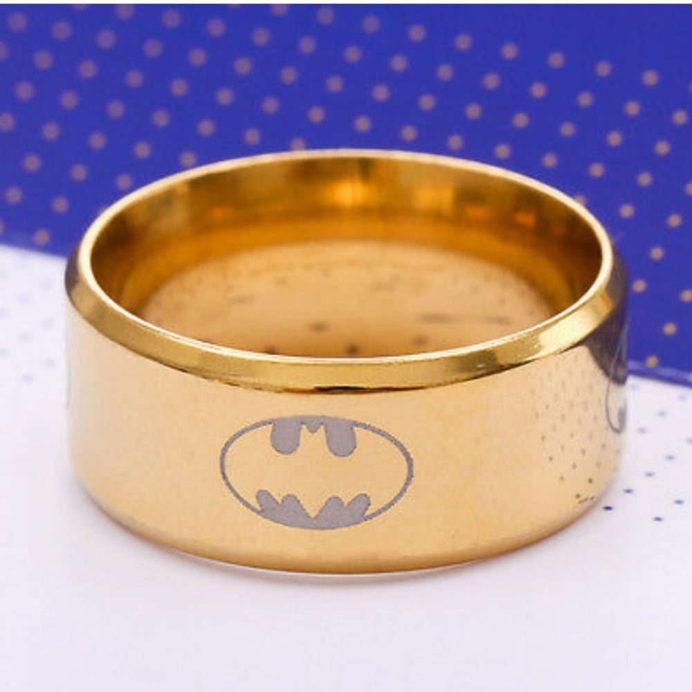 Batman Logo 8MM Men's Stainless Steel Band Ring